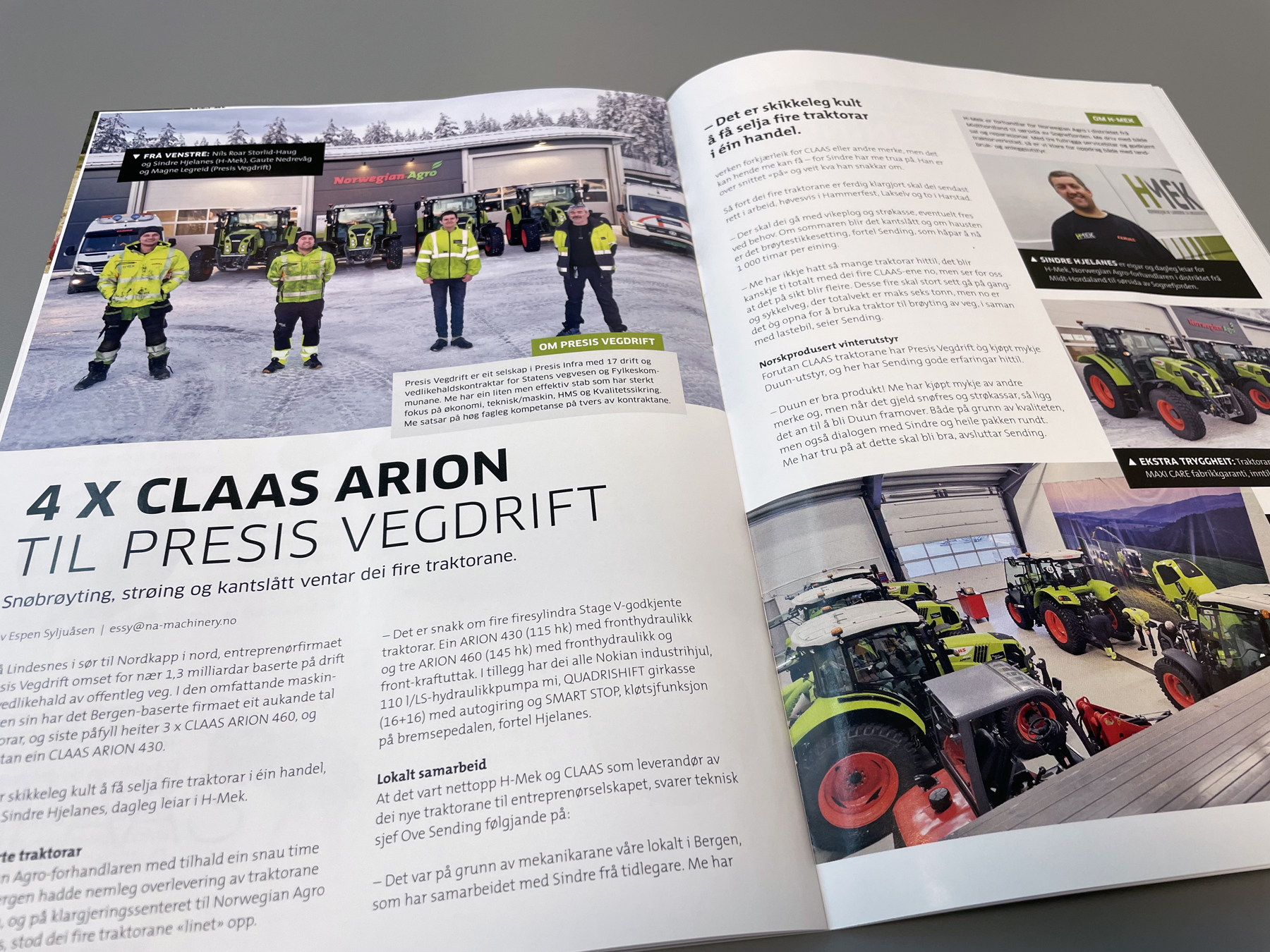 Oppslag fra AgroNytt om fire CLAAS Arion til presis vegdrift