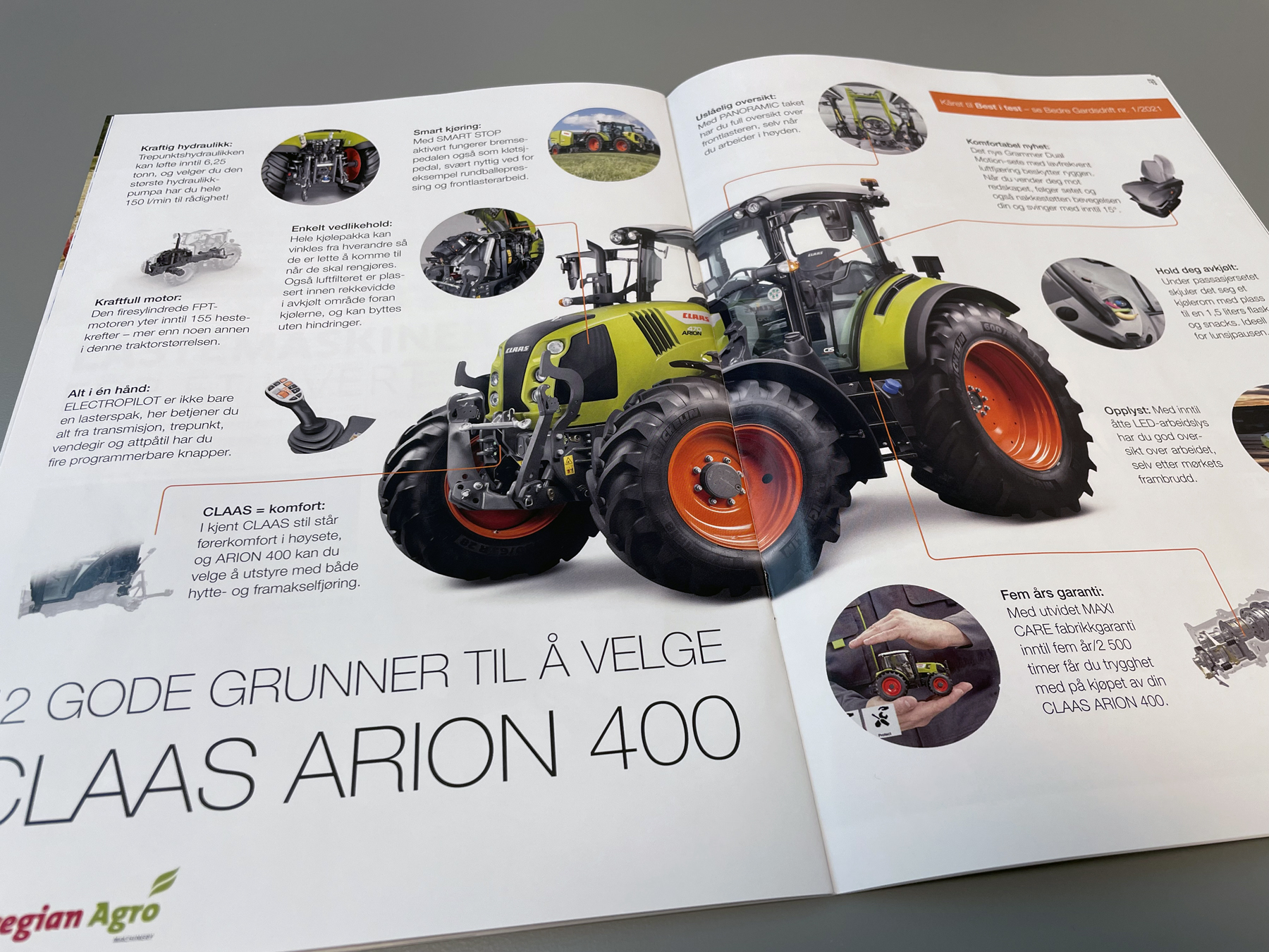 Oppslag fra AgroNytt om grunner til å velge CLAAS Arion 400