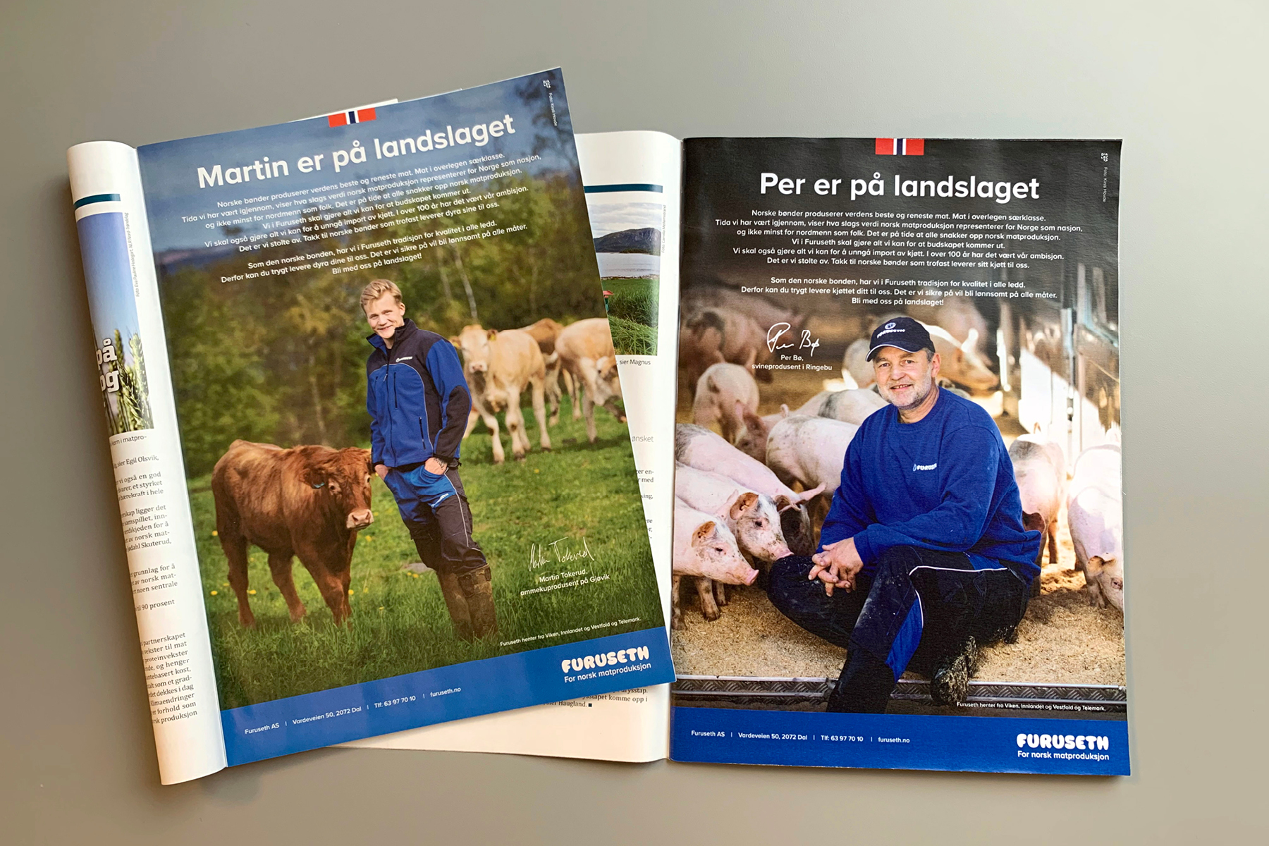 Magasinannonser for Furuseth med budskapet Martin er på landslaget