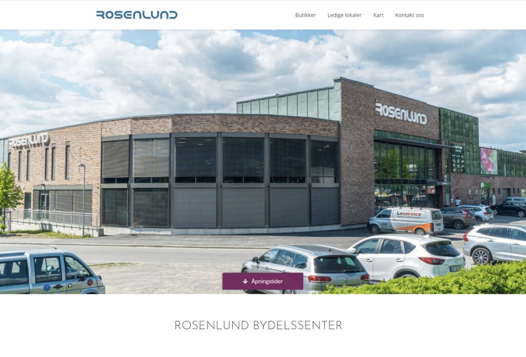 Nettsiden til Rosenlund Bydelssenter med bilde av senteret