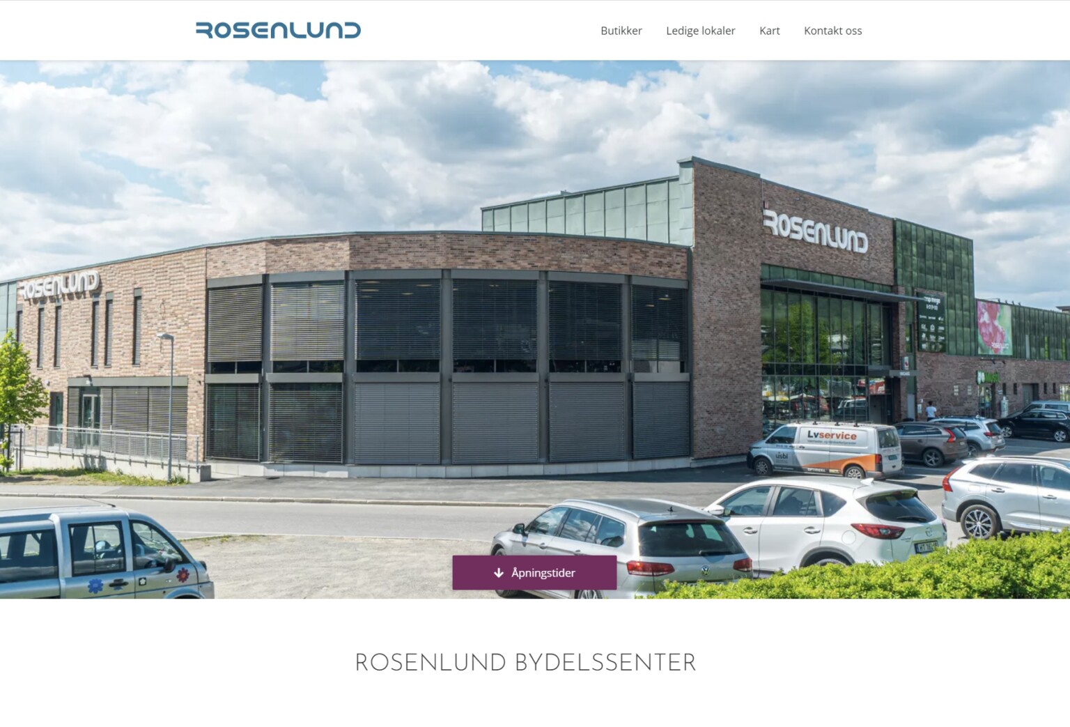 Nettsiden til Rosenlund Bydelssenter med bilde av senteret