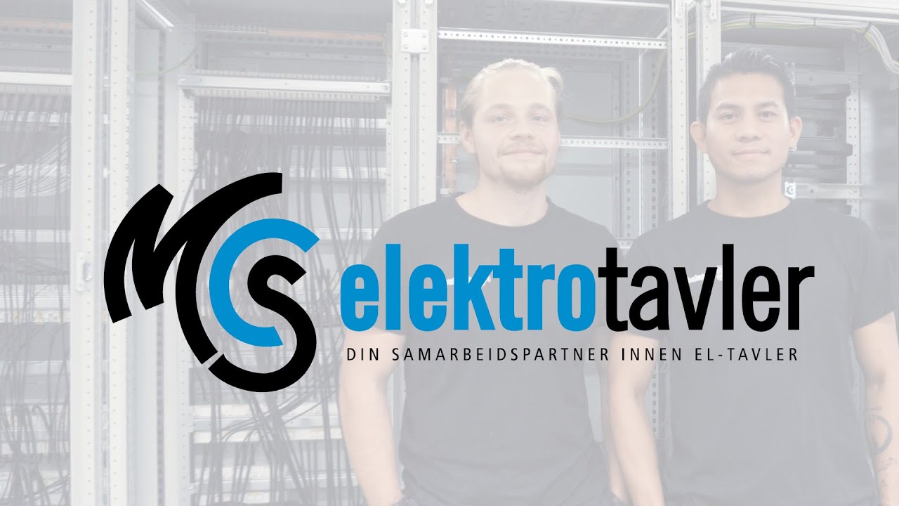 Stillbilde fra presentasjonsvideo for MCS elektrotavler med logo