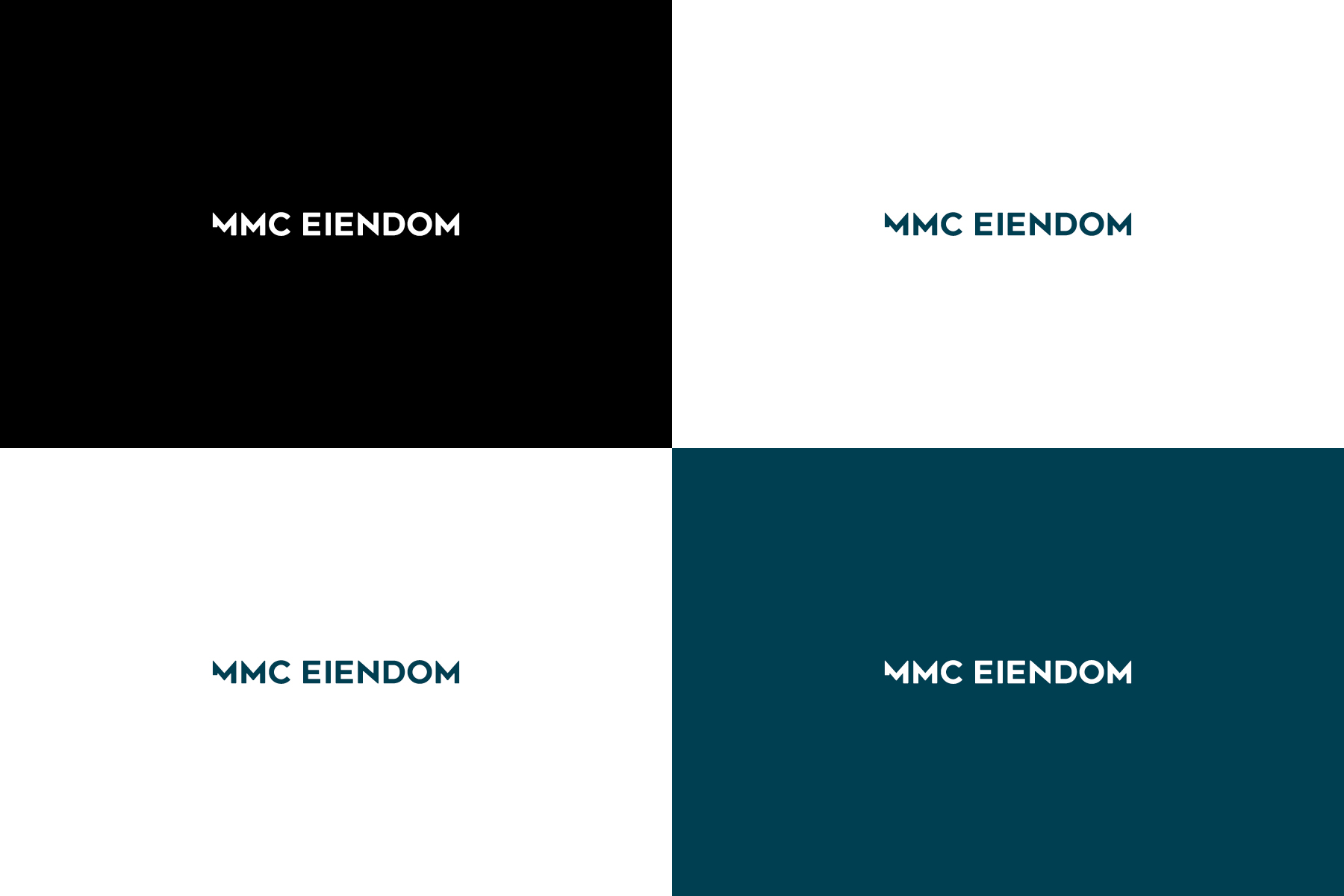 Logo for MMC Eiendom på ulike bakgrunnsfarger