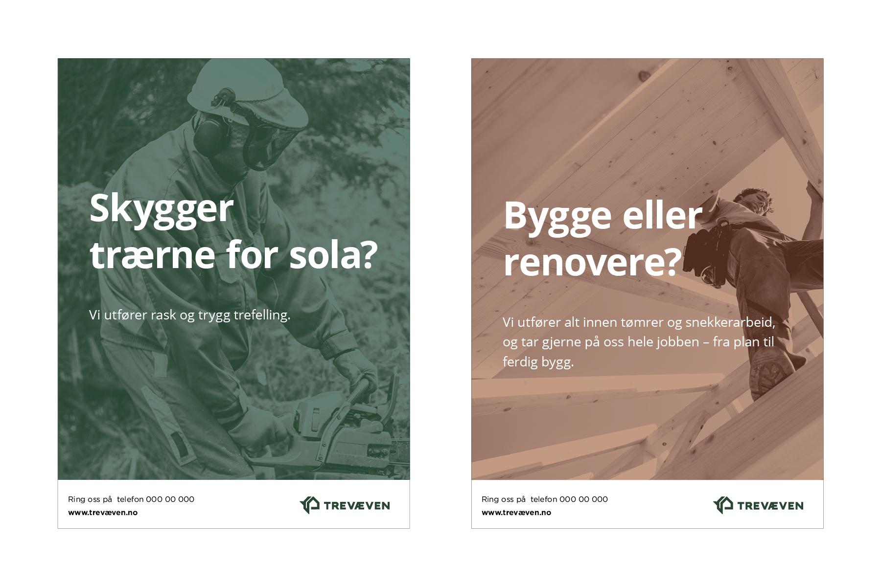 Annonser for Trevæven om takterrasse og renovering