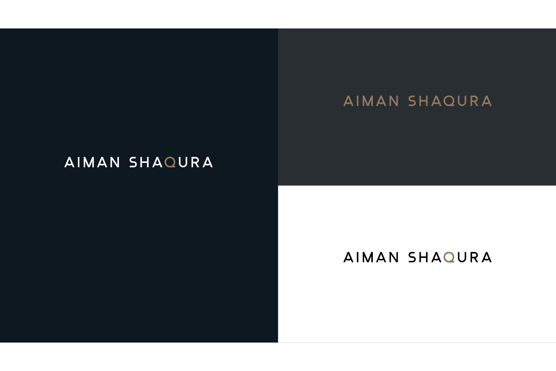 Logo for Aiman Shaqura på mørk og lys bakgrunn