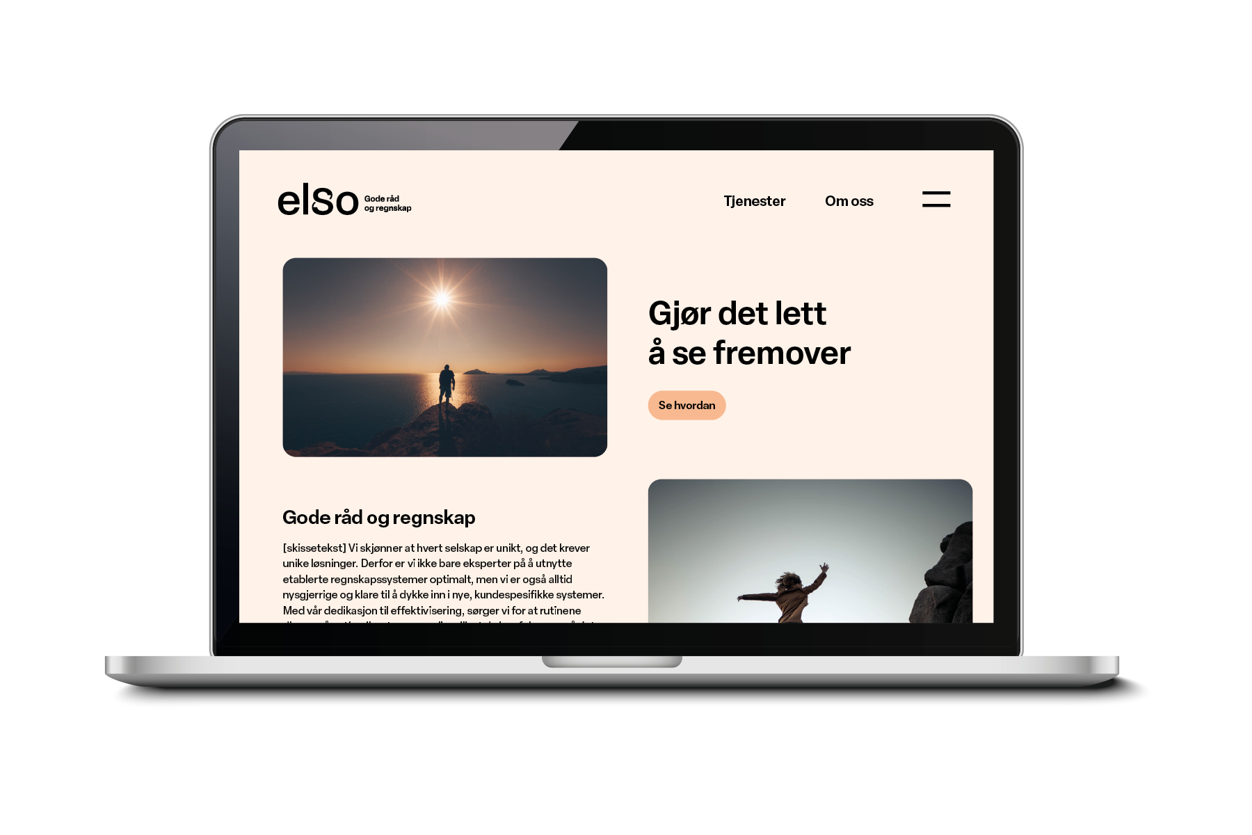 Nettsiden til Elso vist på bærbar PC