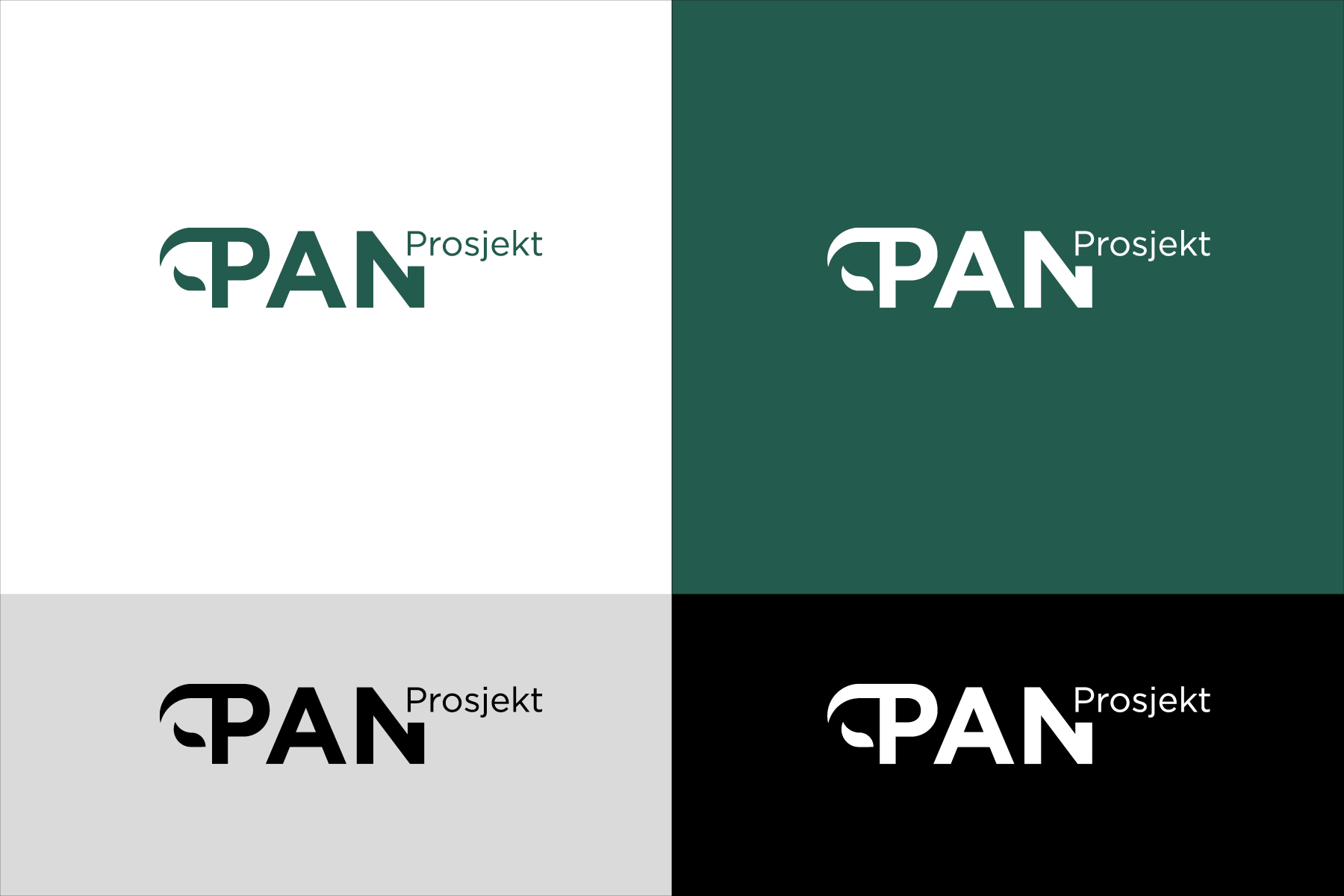 Logo for PAN Prosjekt på ulike bakgrunnsfarger