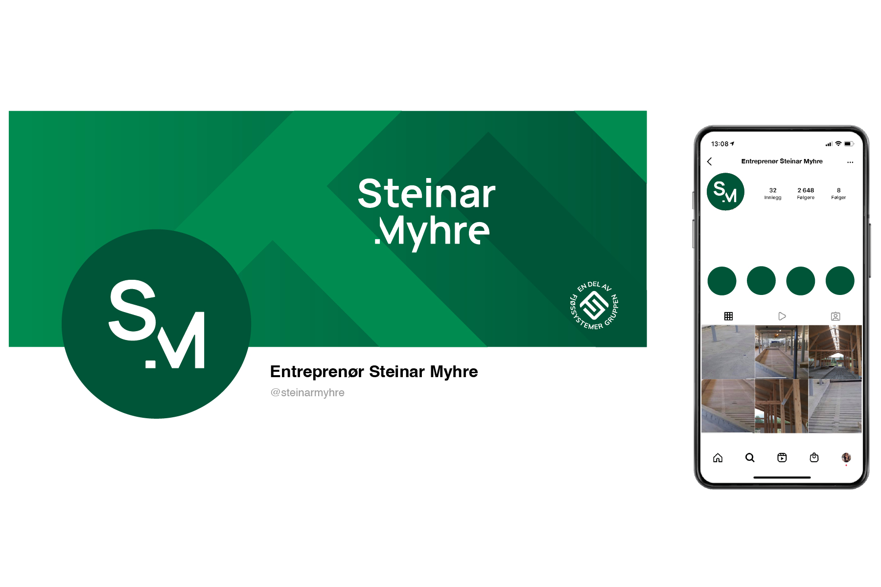 Facebook-banner og Instagram-profil for Steinar Myhre