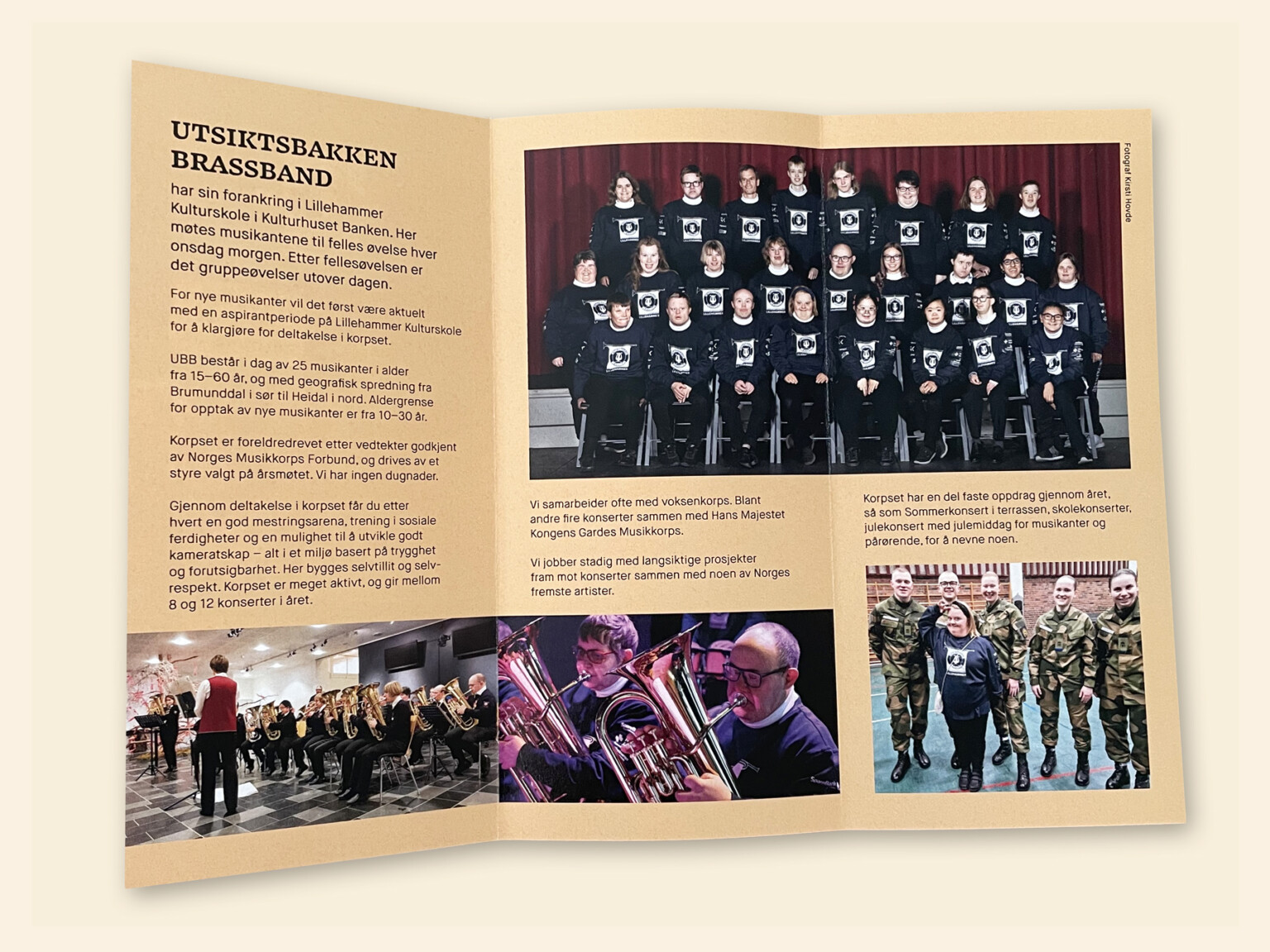 Oppslag fra brosjyren for Utsiktsbakken Brassband