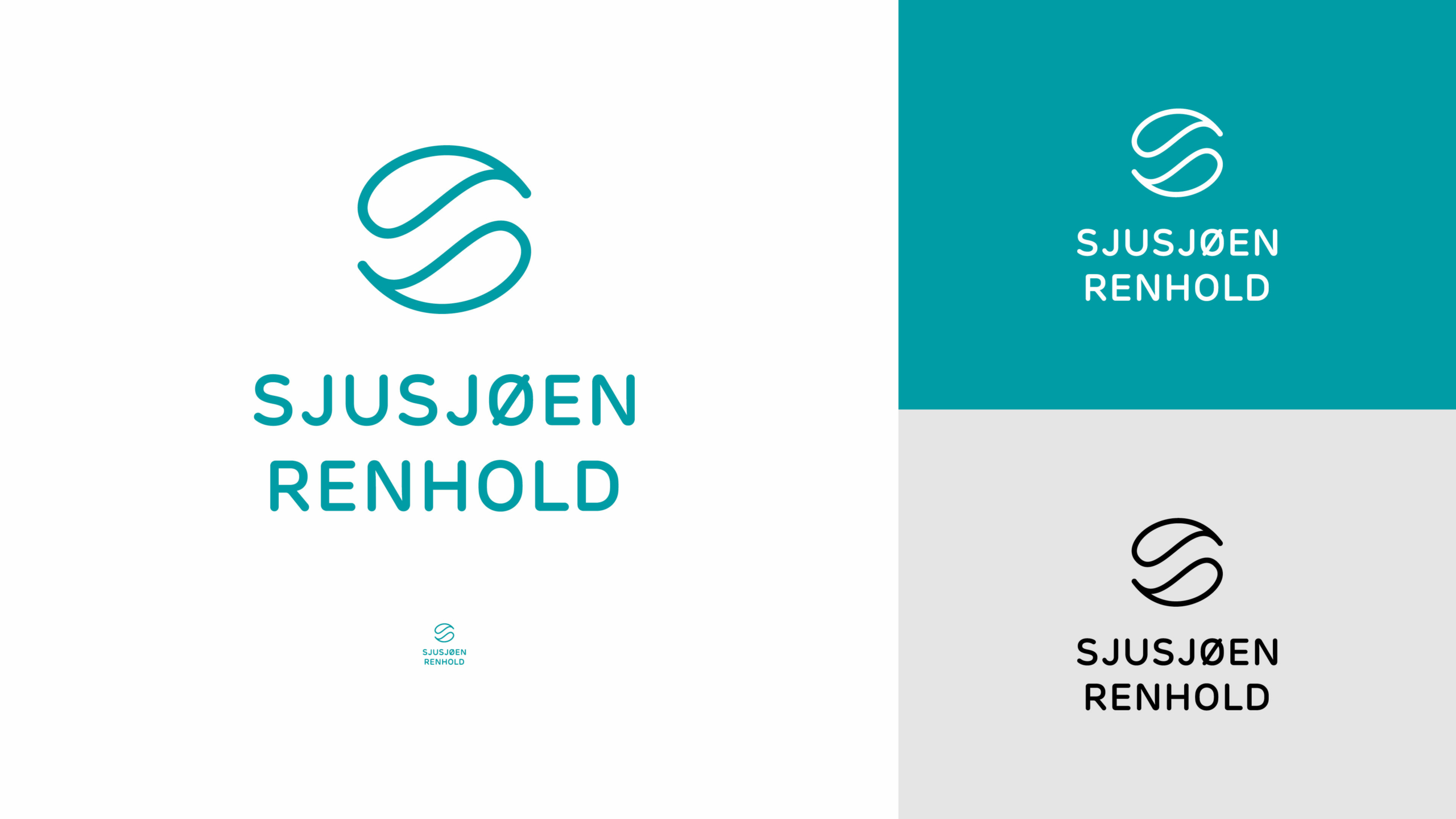 Stående logo for Sjusjøen Renhold i ulike fargevarianter