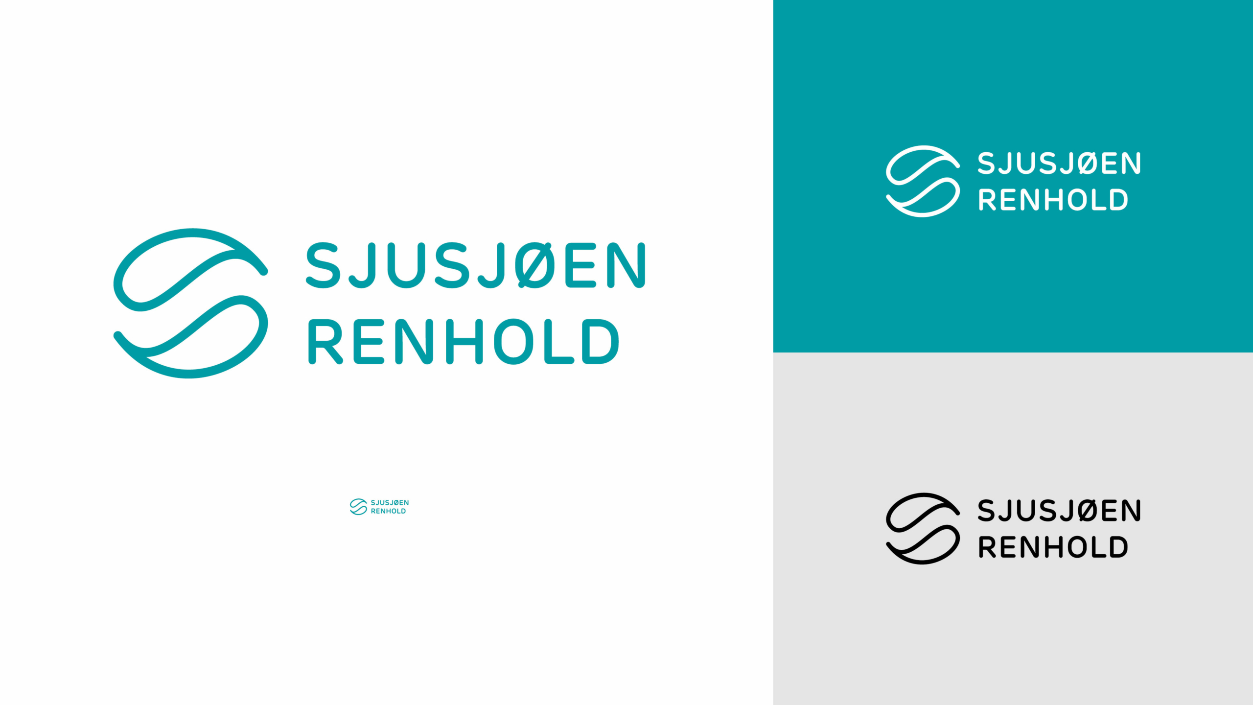 Liggende logo for Sjusjøen Renhold i ulike fargevarianter