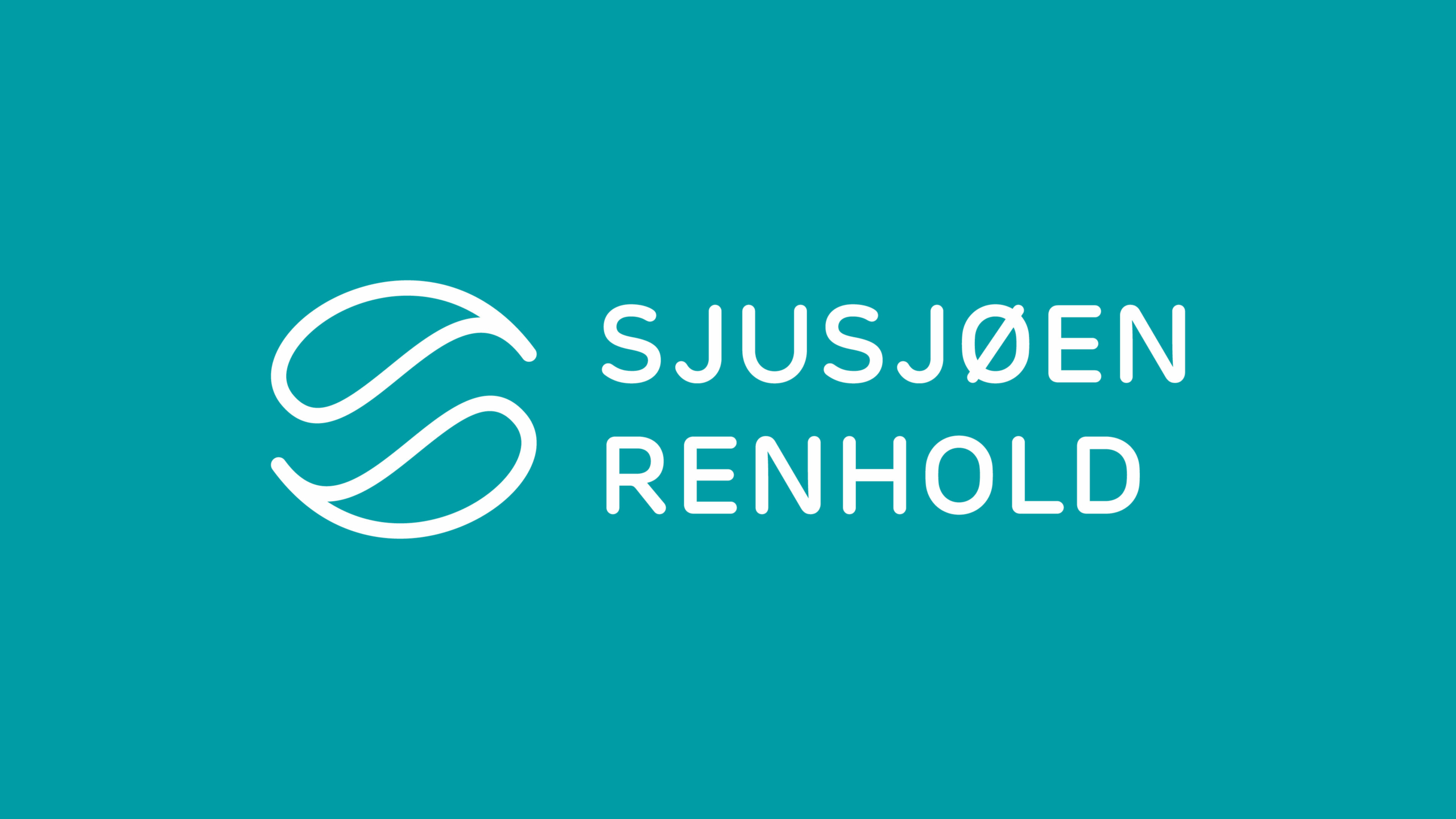 Logo for Sjusjøen Renhold på turkis bakgrunn