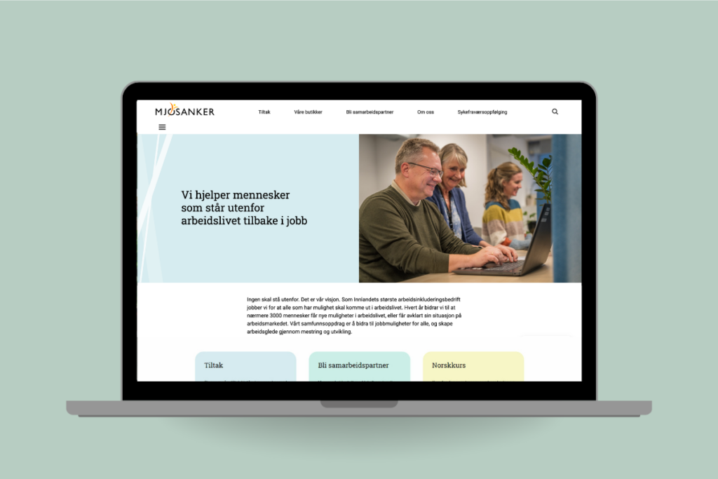 Nettsiden til MjøsAnker vist på bærbar PC